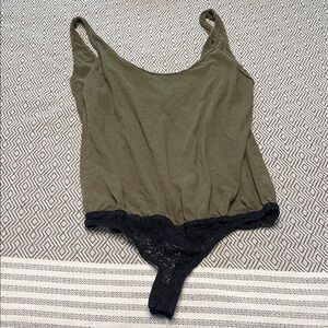 Free People Bodysuit with Black Lace Trim